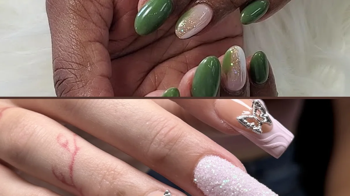 Bright nail salon interior with polish colors.